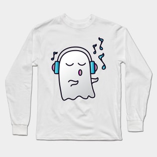 Cute ghost with music Long Sleeve T-Shirt